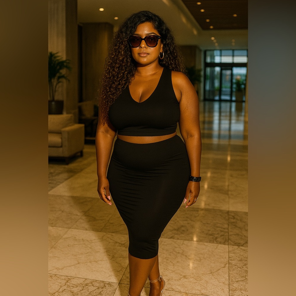 Plus size two piece set midi and tank